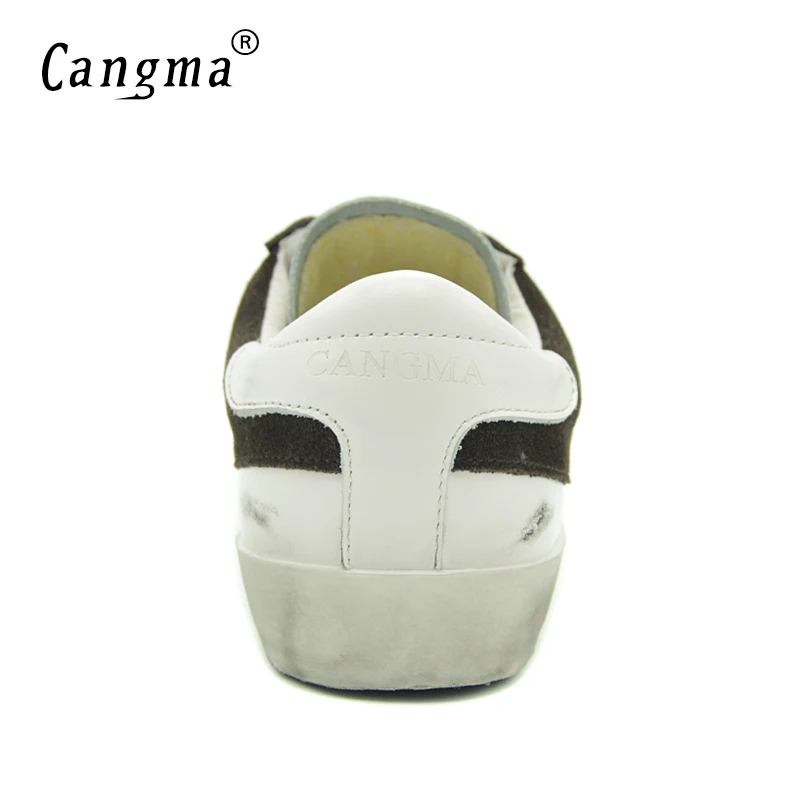 CANGMA мужские кроссовки; бренд кроссовки из натуральной кожи повседневная обувь замшевые белые мужские туфли в Корейском стиле мужская обувь на платформе в стиле ретро