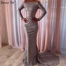 Серое роскошное модное вечернее платье с длинным рукавом, новинка, Русалка, расшитое блестками, официальное вечернее платье, Serene Хилл LA6354