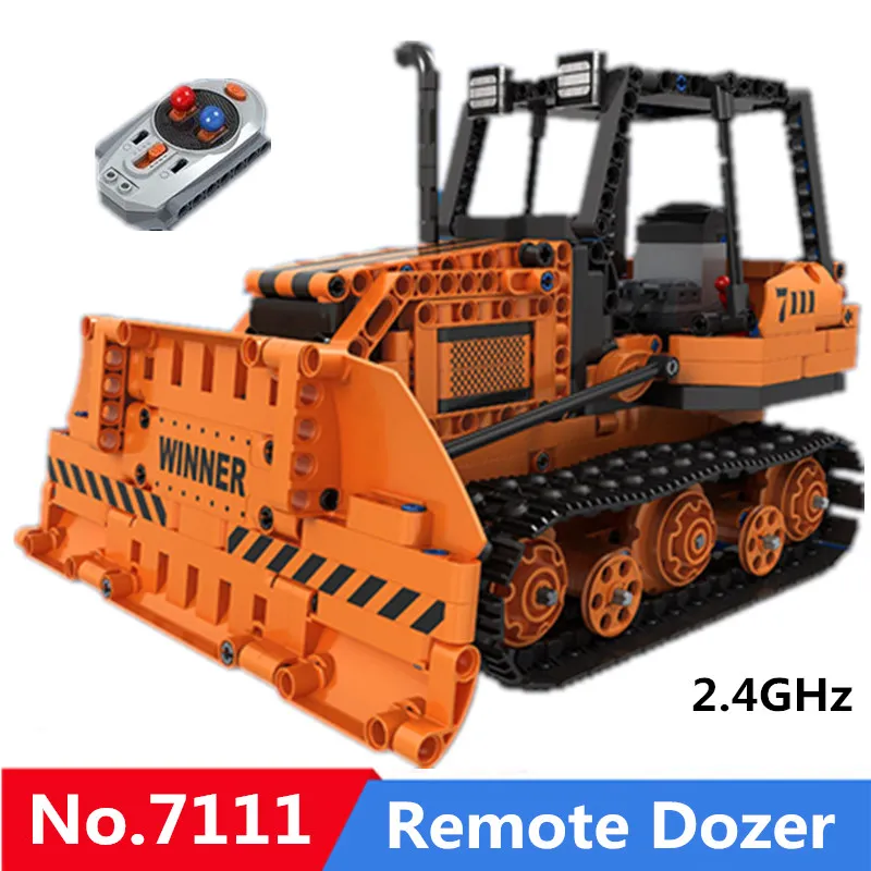 

775pcs Technic Remote Control RC Engineering Bulldozer Electric Building Blocks Toys For Children Winner 7111 Compatible Legoed