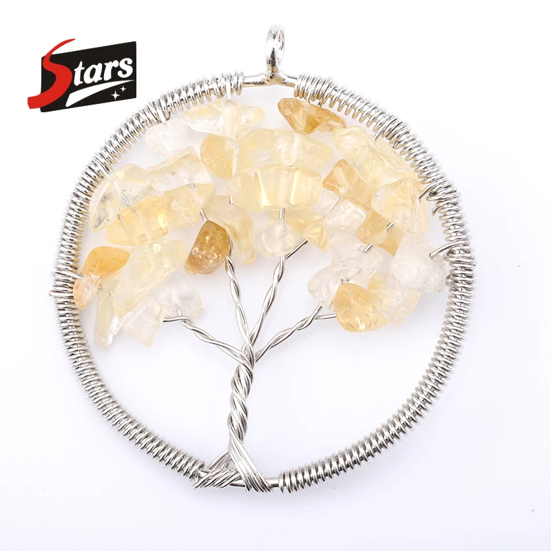 

Singreal Citrines Natural Stone Tree of Life Pendant Necklace for Women Handmade Necklaces Pandent Reiki Costume Jewelry