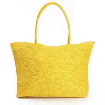 

Fashion women's large-capacity tote bag solid color straw bag beach bag multi-function portable