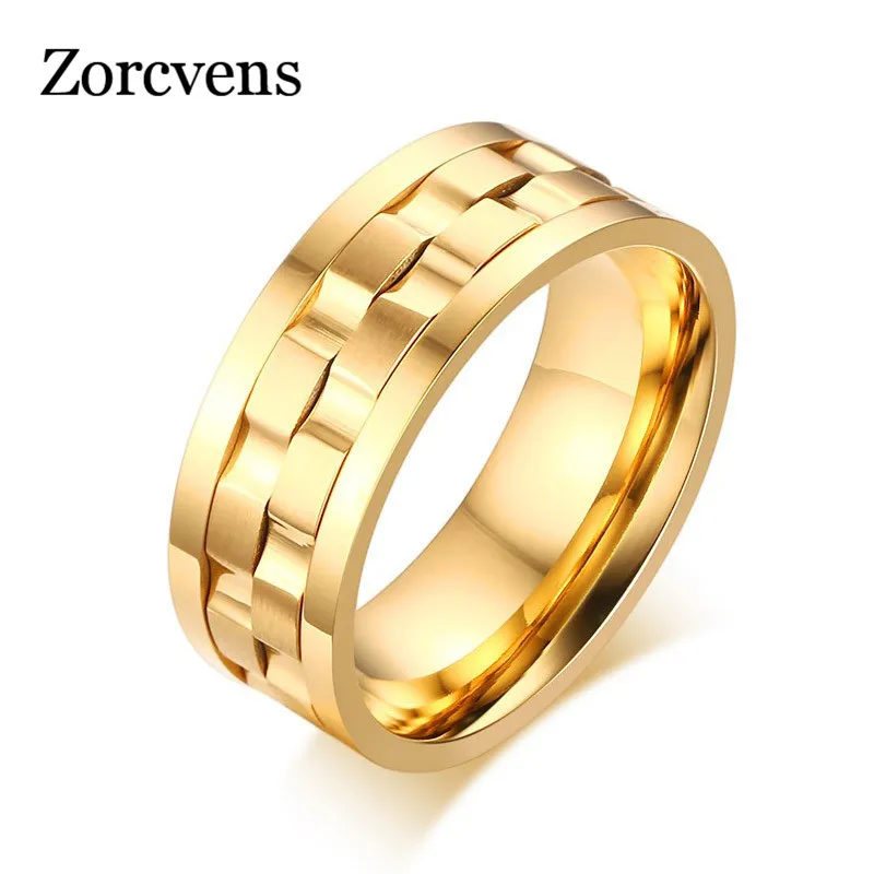 Кольца шипы золотого цвета ZORCVENS для мужчин вращающиеся кольца свадьбы и