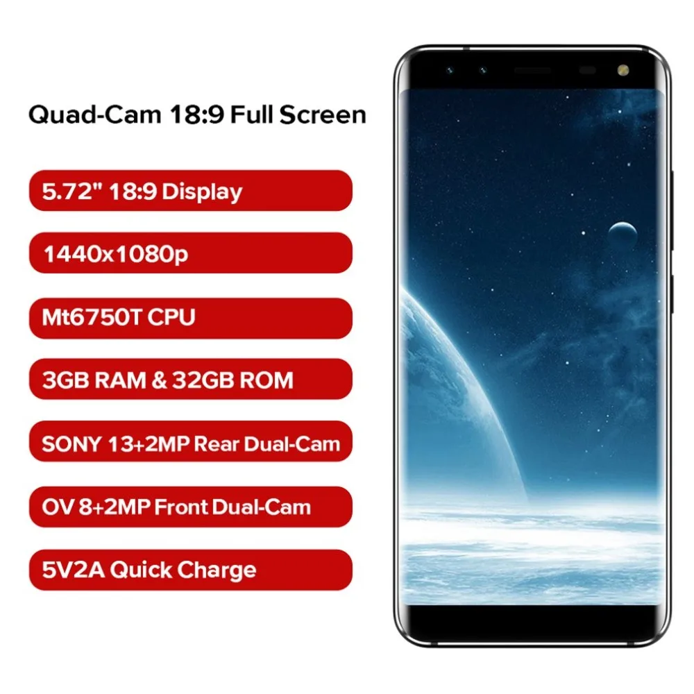 LEAGOO S8 5 72 &quot18:9 Дисплей Android 7 0 mt6750t восемь ядер смартфон 3 ГБ Оперативная память 32