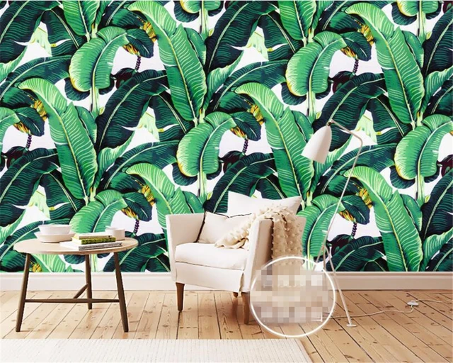 Beibehang European Style Retro Hand Painted Rainforest Plant Banana Beibehang European Style Retro Hand Painted Rainforest Plant Banana Leaf Wallpaper Mural Background Wall For