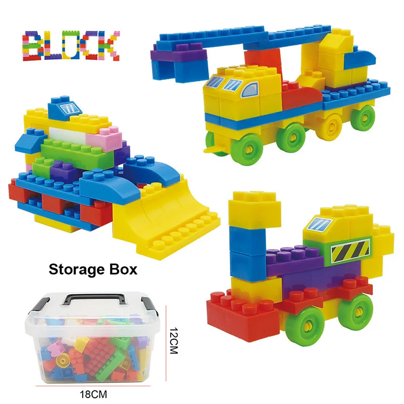 

Plastic Building Blocks Bricks Educational Toys STEM Gift for Children Colorful New with storage box