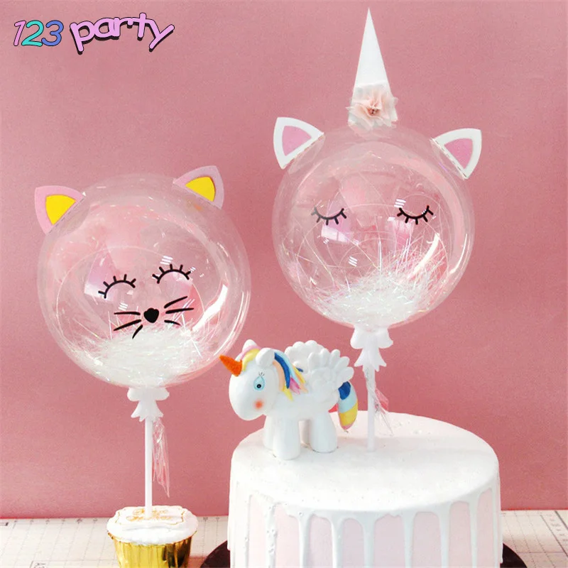 

1Pcs Unicorn Cat Balloon Cake Decoration Baby Shower Party Birthday Cake Dessert DIY Party Decoration