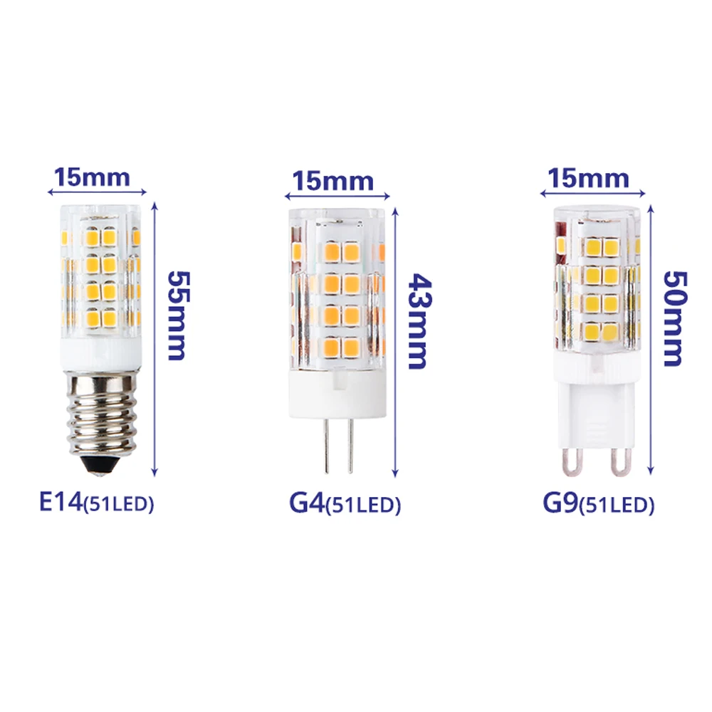Светодиодная лампа G9 G4 E14 5 Вт 220 В перем. Тока SMD 2835 51 светодиодный белый/теплый