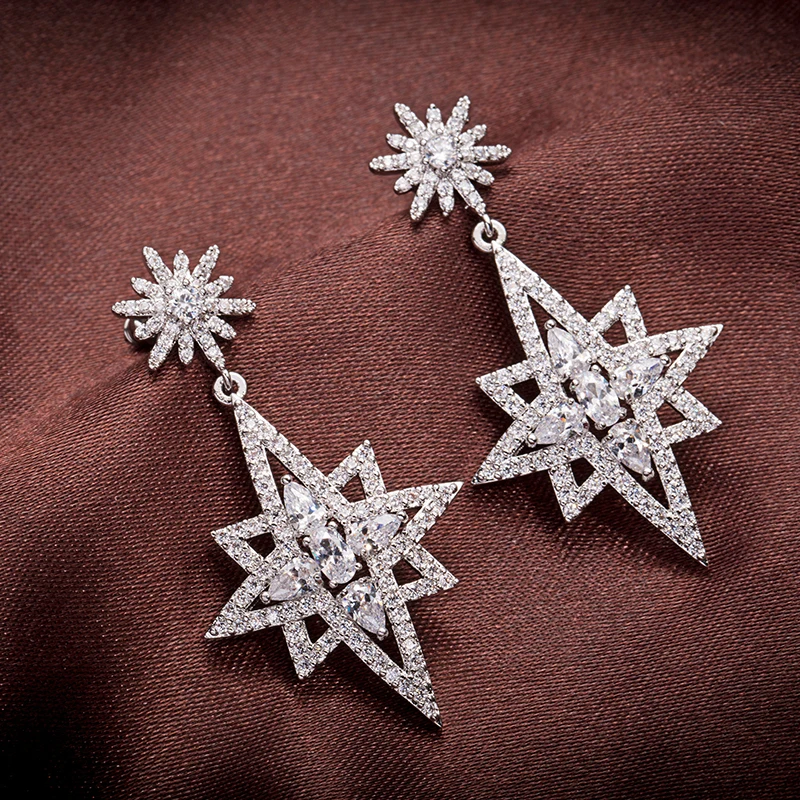 Женские серьги подвески с фианитами YAN MEI|dangle earrings|cubic zirconia earringswomens dangle earrings |