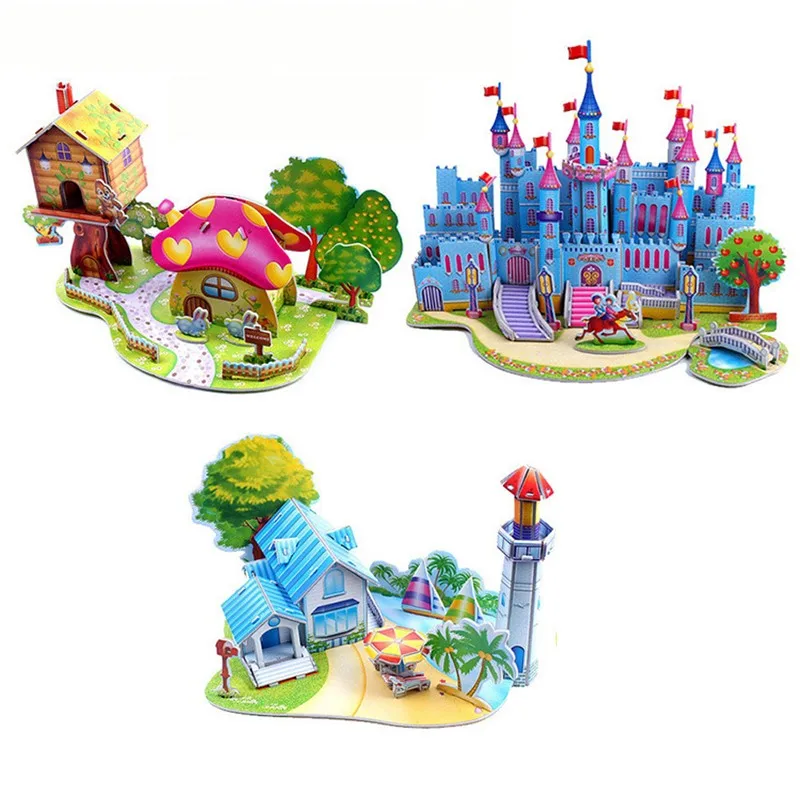 Brinquedo-Education-Jigsaw-Puzzles-For-Kids-Children-Toys-Developmental-3D-DIY-Puzzle-Lovely-Paper-Castles-Houses-TY0002 (2)