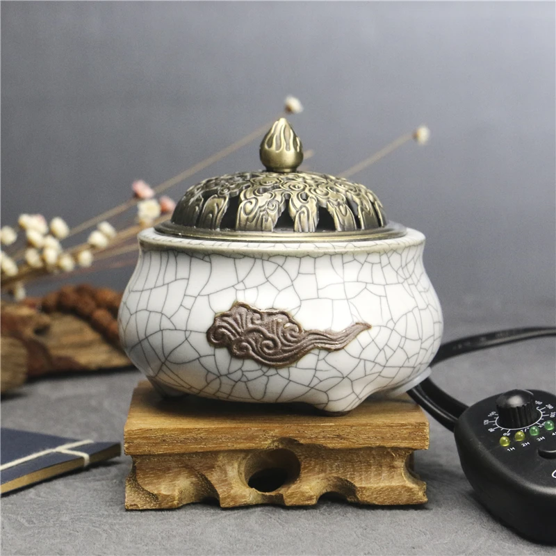 

Timing Electric Diffuser Oil Burner Wax Warmer Candle Warmer Aroma Burner Heater Aromatherapy Porcelain Fragrance Powder Burner