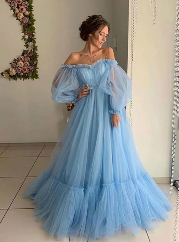 Robe De Soiree Elegant Evening Dress Long Tulle Off The Shoulder Abiye Gece Elbisesi Abendkleider 2019 Formal Dress