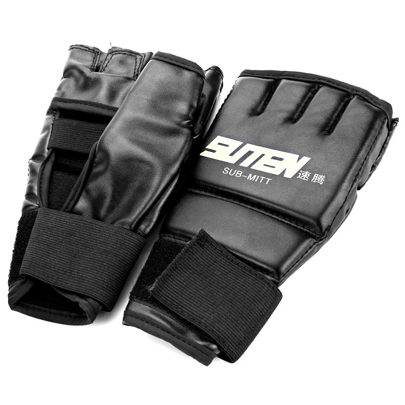 

2019 1 Pair PU Leather Boxing Gloves Mittens tactical Gloves Half Finger Boxing Training Boxing Muay Thai Gloves