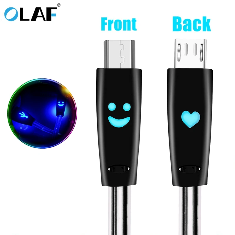 1 м USB-кабель со светодиодной подсветкой кабель Micro USB для Samsung S8 S9 универсальные