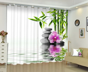 

3D Bamboo Water Artistic Conception Photo Window Curtain Customized Size