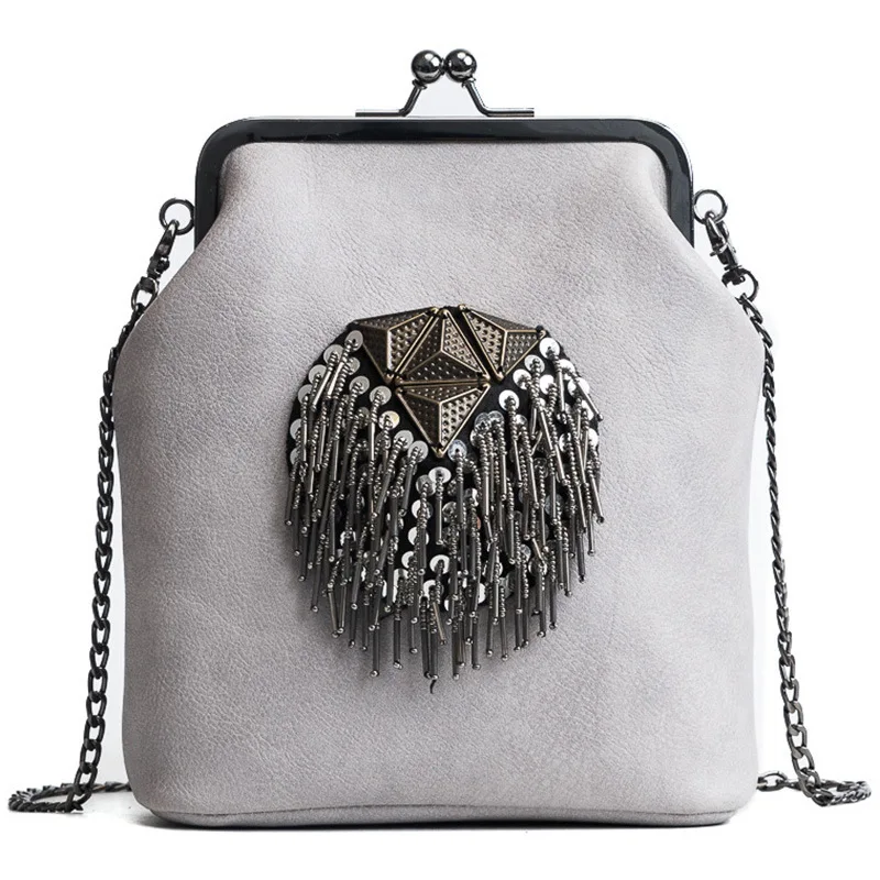 Панковские сумки через плечо для женщин, роскошные сумки, дизайнерские, известный бренд, металлические, Bolsa Feminina, сумка на плечо, женская сумка, основные кошельки - Цвет: gray
