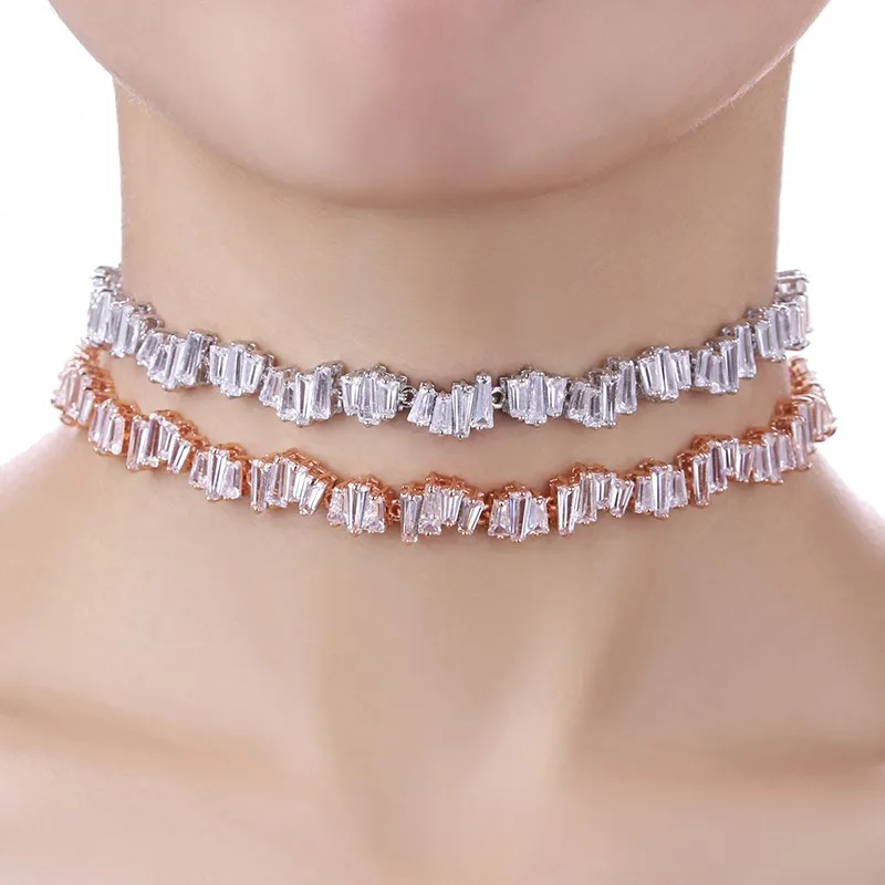 Adjustable Cubic Zirconia Diamond Baguette Chocker (14)