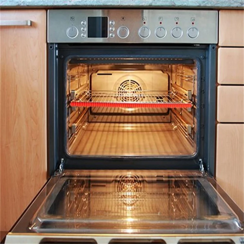 

Home Kitchen 2pcs Heat Resistant Silicone Oven Rack Guard Shelf Edge Burn Protector Protection Kitchen Tools Bakeware
