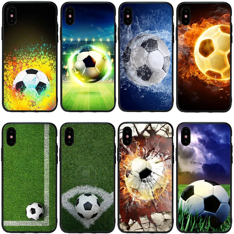 Мягкий силиконовый чехол для телефона Fire Football Soccer Ball iPhone 11Pro MAX X XS Max XR 5 5S SE 6 6S 7 8 Plus
