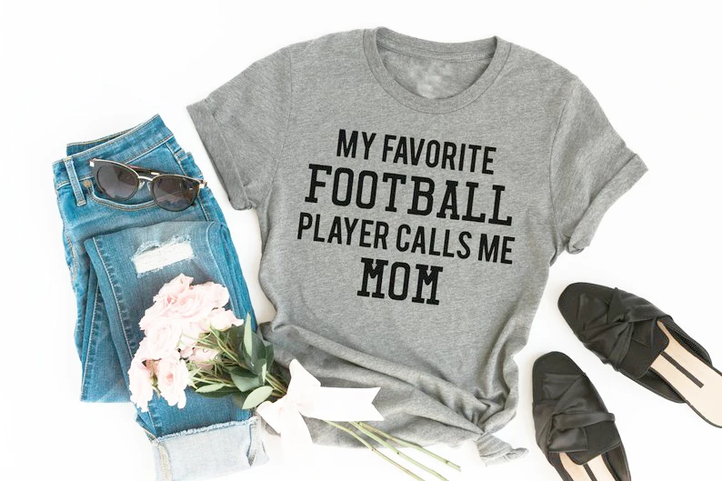 

My Favorite Football Player Calls Me Mom T-Shirt Hipster Football Mom Shirt Casual Football Gift for mom goth tee tops