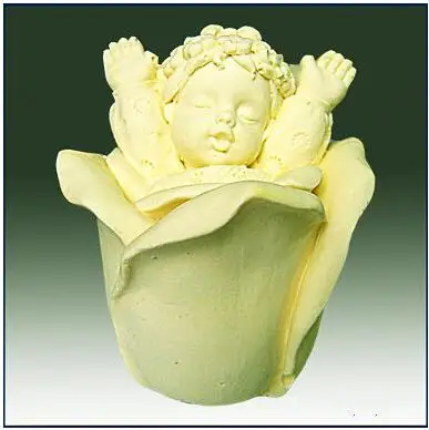 

Free Shipping 3D Silicone Soap Mold candle Mold Rose Baby Angel Girl Mold, Handmade Cake Decoration Fondant mold