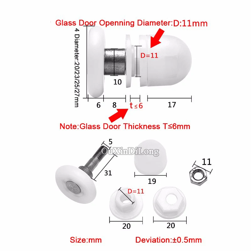 Высокое качество 10 шт. душ для стеклянной двери ванной комнаты ролики шкивов/бегунов/колёса/Ролики Диаметр 20/23/25/27 мм