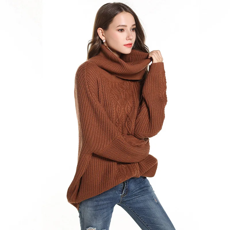 Women Sweater Turtleneck Long Sleeve Loose Knitted Pullover 2018 Autumn Winter New Fashion Casual Female High Neck Sweater