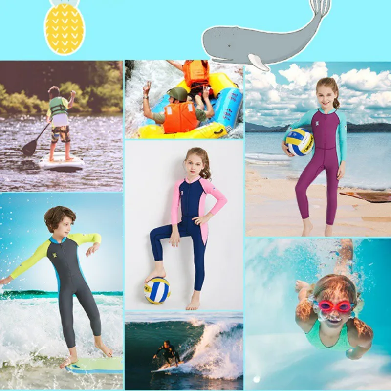 Детские костюмы для дайвинга для всего тела, защита купальников, теплый цельный костюм с длинными рукавами для серфинга, Сноркелинга, плавания, дайвинга