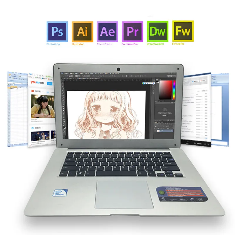 Дешевые 14 ноутбук компьютер ноутбук Pentium quad core 8G ram 1 ТБ HDD Windows 7/8 wifi веб-камера портативные Ноутбуки ПК 3 цвета