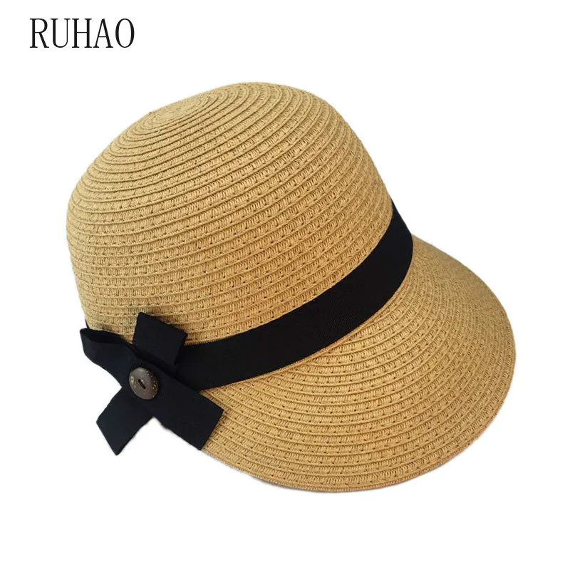 RUHAO летняя шляпа для женщин солнцезащитный козырек шляпа Конный Кентукки шляпа котелок пляжная кепка флоппи ведро шляпа летняя Корейская женская