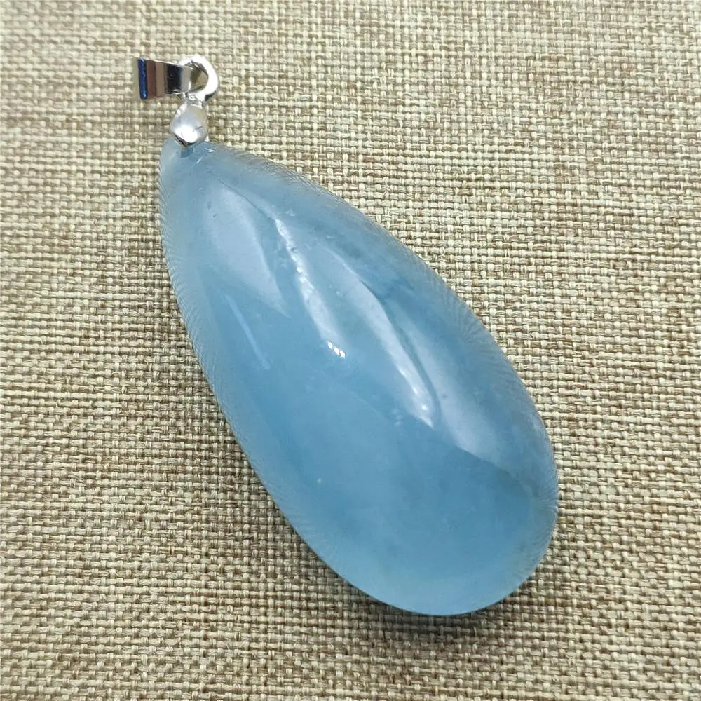 

Natural Blue Ice Aquamarine Crystal For Women Man Pendant Round Shape Lucky 40x20x12mm Clear Stone Fashion Necklace AAAAA