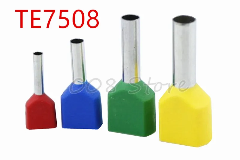 

100PCS TE7508 Double wire tube type pre insulated end head LD4 cold pressed terminal two 0.75 square