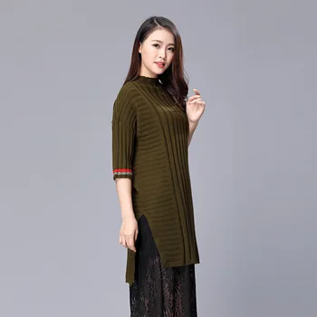 

Danjeaner Turtleneck High Split Knitting Pullover Autumn Winter Half Sleeve 2018 Sweater Women Pull Femme Streetwear Soft Jumper