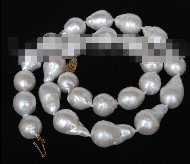 

FREE SHUPPING>>>@@> huij 0033080 natural 18" 22mm baroque white Reborn keshi pearls necklace