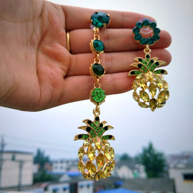 

JZYN Pineapple Crystal Drop Dangle Earrings for Women 2019 Hot Sale Boho Rhinestone Statement Earring Fashion Jewelry Bijoux