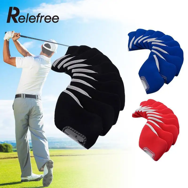 

Relefree 10 Pcs Neoprene Golf Club Iron Headcovers Protective Head Cover Protector Set
