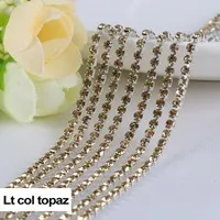 3yards/piece 17colors glass crystal Rhinestones chain, Gold bottom sew on Cup Chains For diy Sewing Clothes Accessories