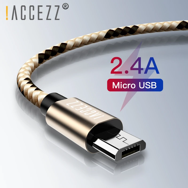 

!ACCEZZ 2.4A Micro USB Cable For Samsung Galaxy S7 S6 Xiaomi Redmi 4A Android Mobile Phone Charger Cable Cord Durable Data Wire