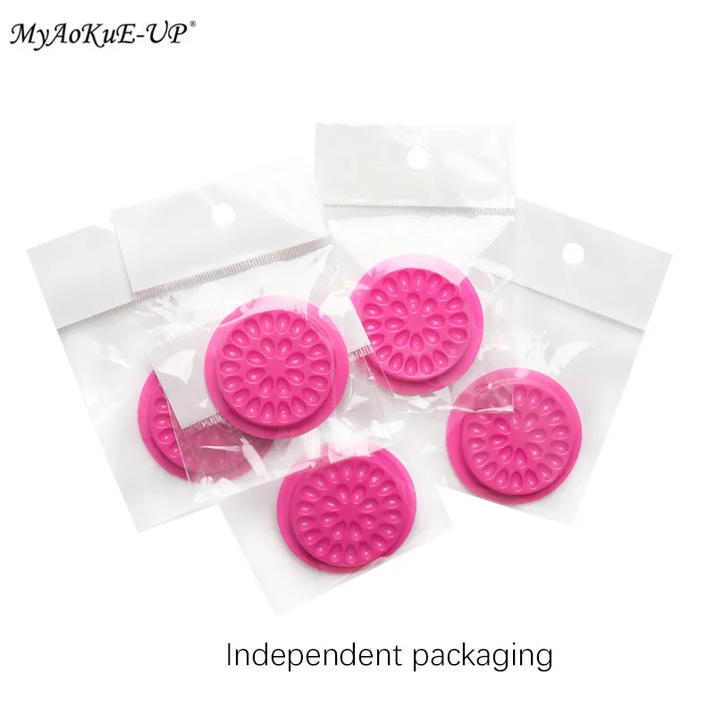 뜨거운 100pcs 속눈썹 확장 메이크업 도구에 대 한 다채로운 일회용 플라스틱 꽃 속눈썹 홀더 스티커 접착제 접착제 팔레트