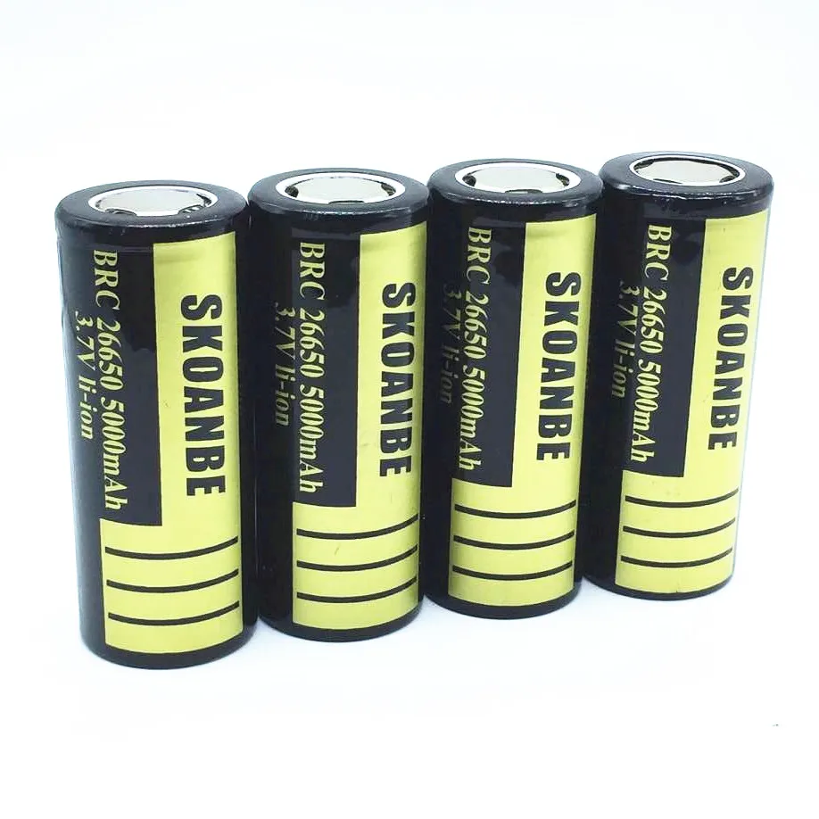 Original SKOANBE Battery 26650 battery 5000mAh Rechargeable Battery 3.7v Li-ion Batteries Actual Capacity Higher Than 5000mah