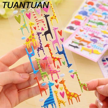 

TUANTUAN DIY Lovely Cat Dog Giraffe Elephant for Kids Children Gift Toy Cute Kawaii Cartoon 3D Sponge Bubble Sticker