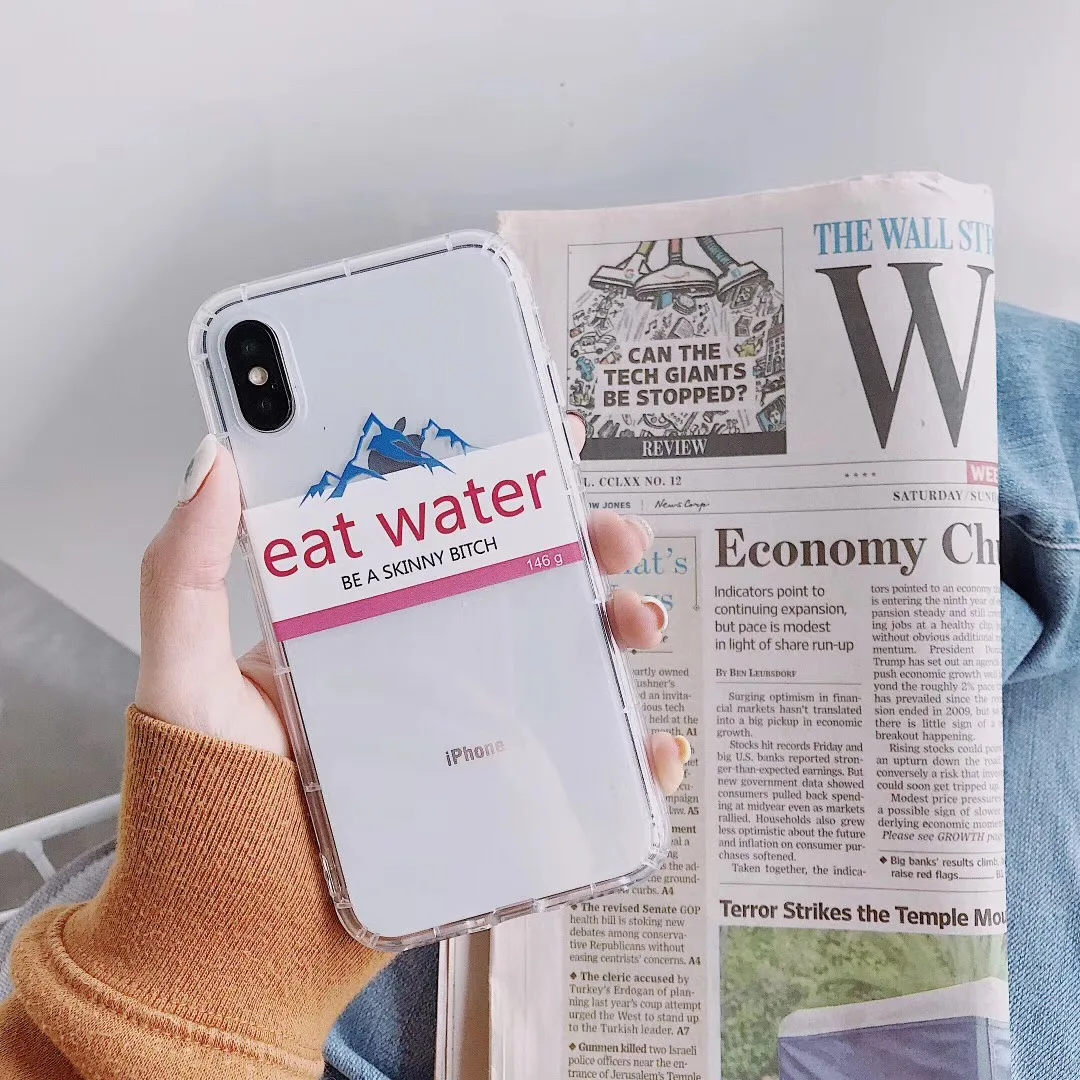 

Funny retro pattern Evian water personality mountain phone case For iphone Xs MAX XR X 6 6s 7 8 plus simple soft TPU back cover