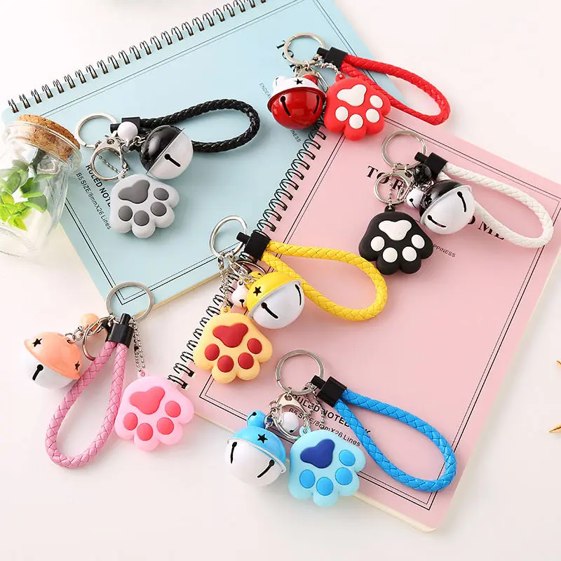 

PACGOTH 2018 New Creative Metal Keychain Kawaii Mini Soft Silcone Gel Cats Paw Shape Bag Parts & Accessories Bell Keyrings 1 PC