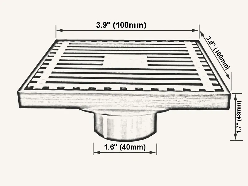 Brushed Nickel Brass Square 10*10cm Floor Drain Waste Grates Bathroom Shower Drain Deodorant Waste Drain Strainer Khr069