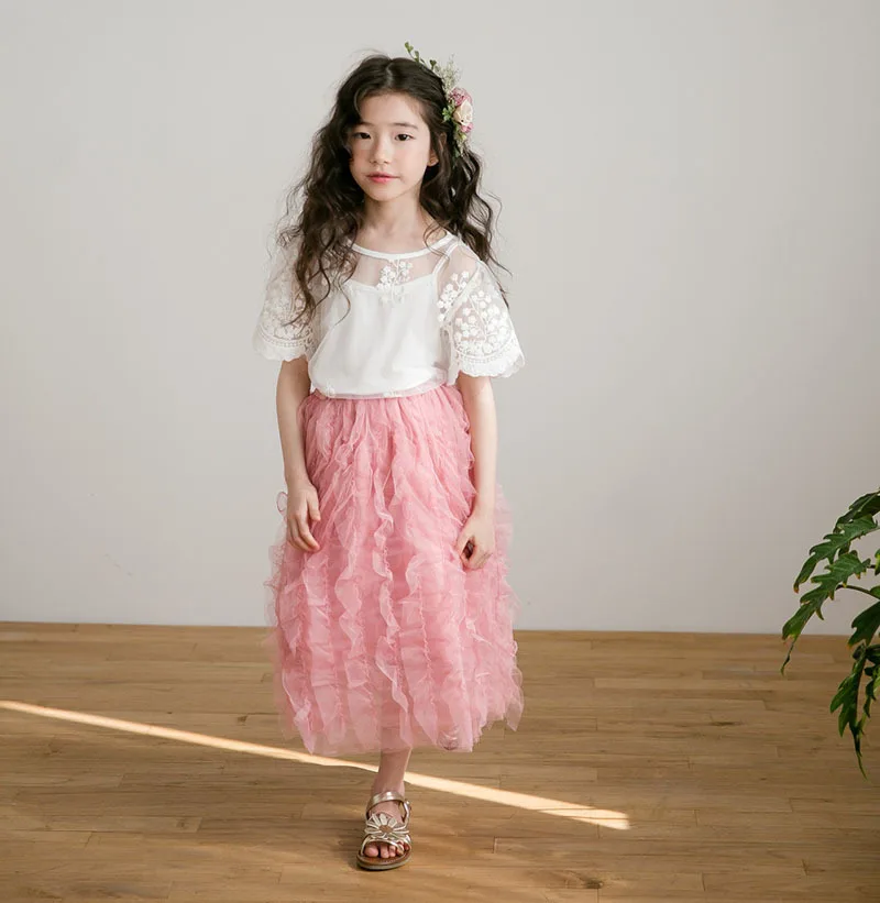 Tulle Long Teenage Skirt Girls Summer Spring 2019 Pink Baby Kids Skirt Girls High Waist School little Children Clothing Cute 4 5 6 7 8 9 10 11 12 13 14 15 16 years little teen girls tutu skirt skirt for kids girl (7).jpg
