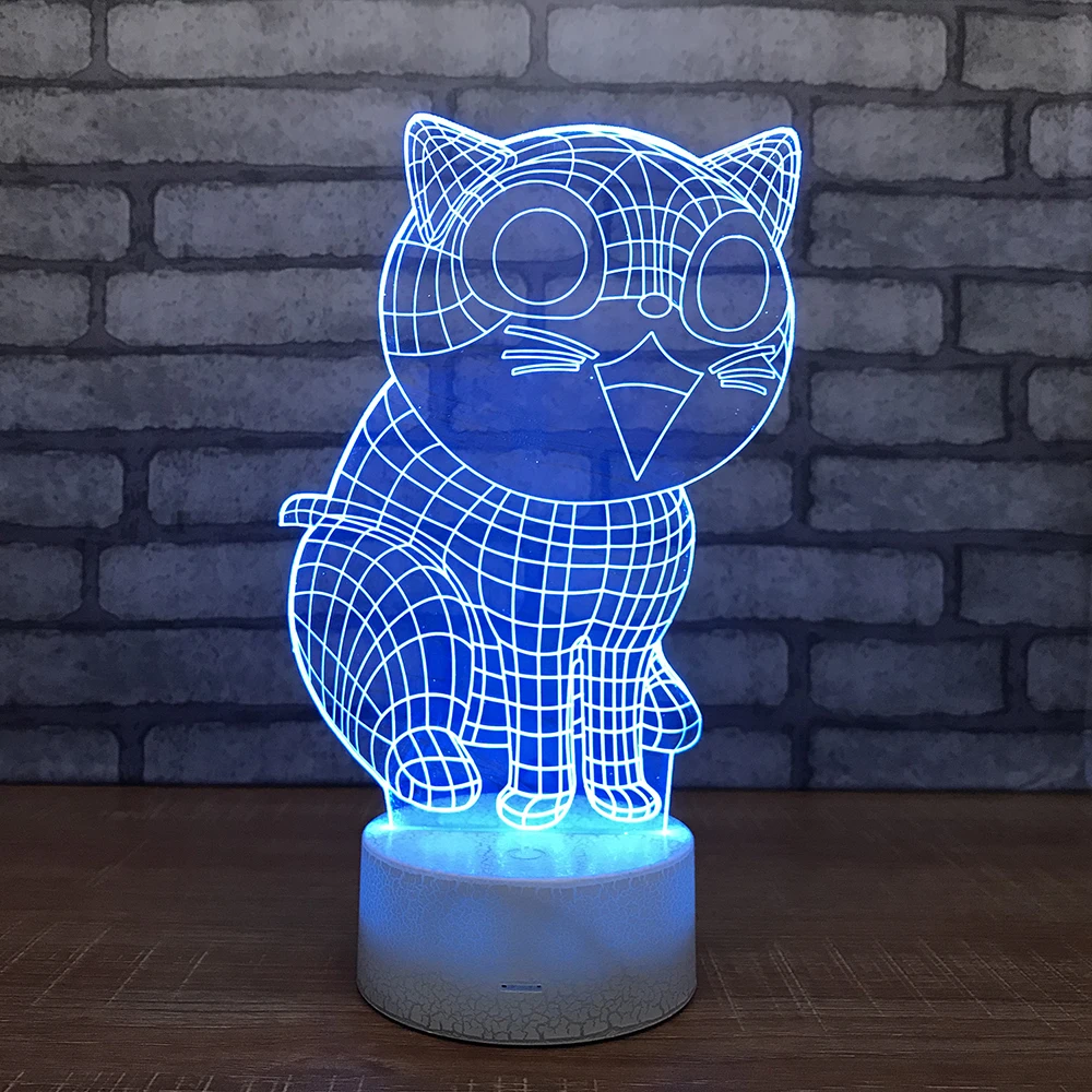 Cheshire cat3D иллюзия Лампа 7 цветов Изменение сенсорный выключатель светодиодный