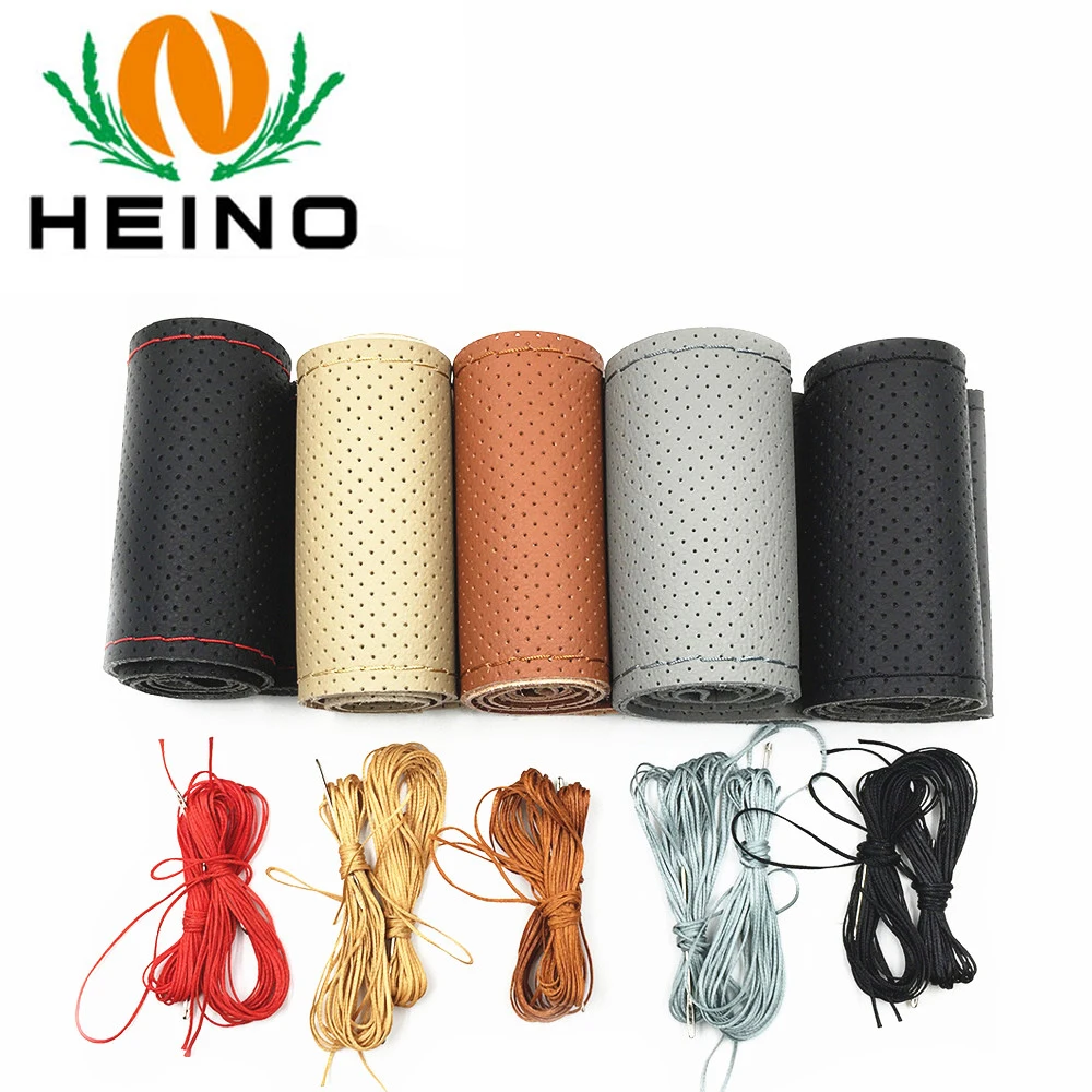 

Diy Car Steering Wheel Cover Micro Fiber Leather With Needle Perforated The Steering-wheel Cover Auto Interior Accessories 38cm
