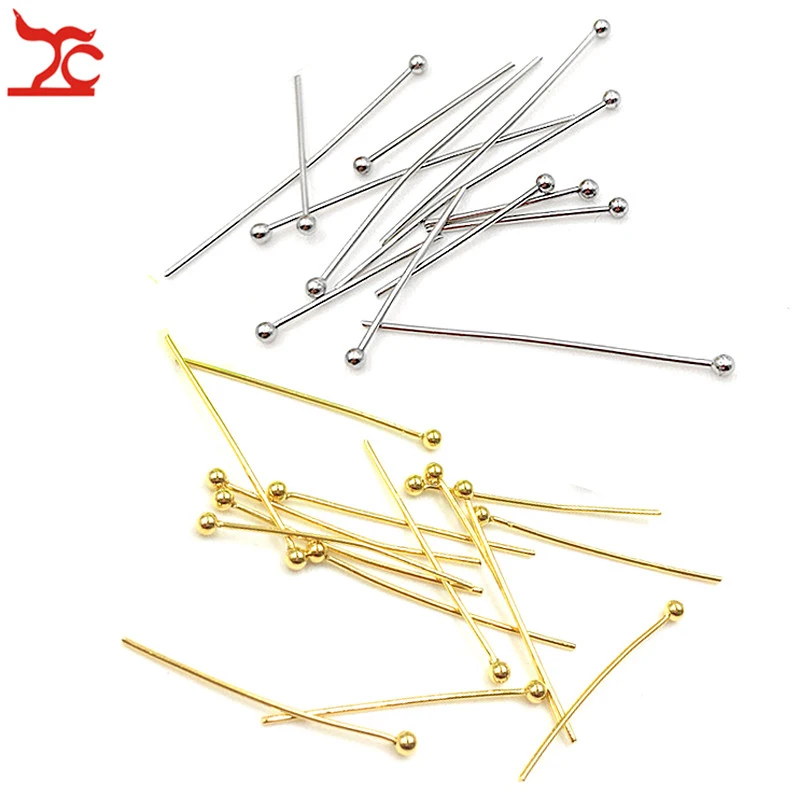 

100Pcs/Lot Metal Ball End Head Pins Needles Gold Silver DIY Jewelry Accessory Findings Chain Hanging Pins