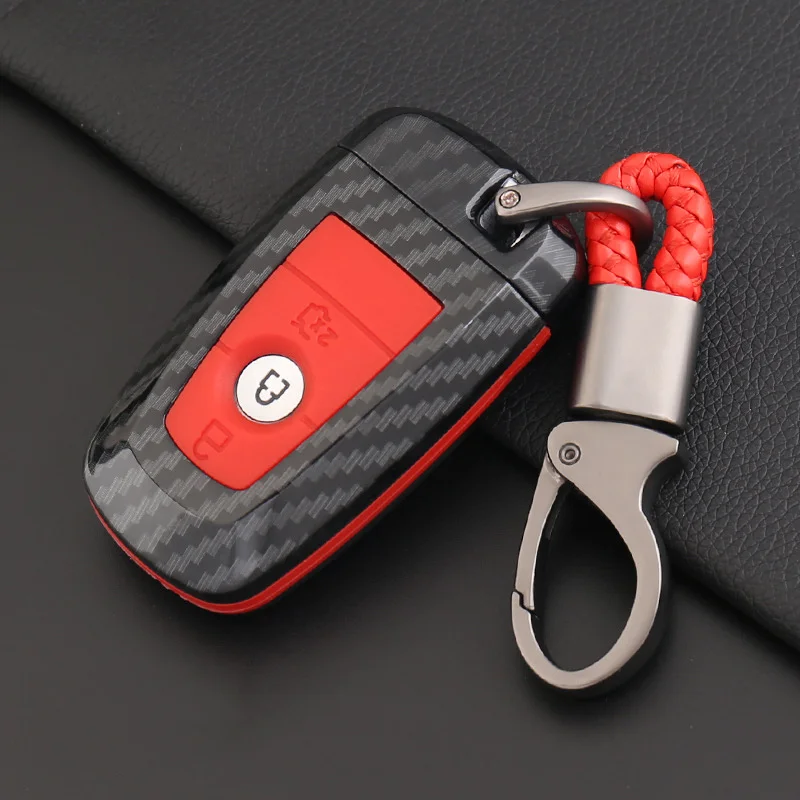 

Carbon Fiber Silicone Key Remote Key Fob Case Cover Keychain for Ford Fiesta Focus 3 4 MK3 MK4 Mondeo Ecosport Kuga Focus ST
