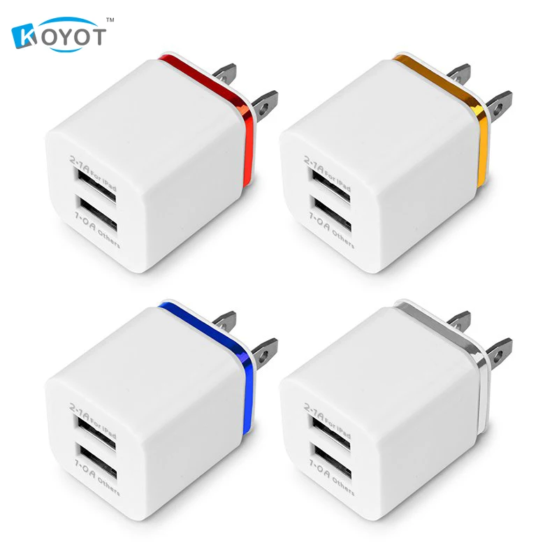Dual USB Cell Mobile Phone Charger 5V2.1A/1A EU US Plug