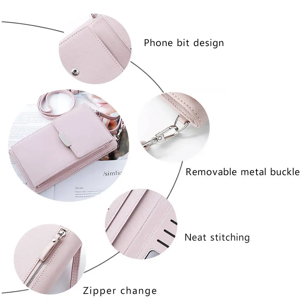  Tinkin PU Leather Multifunction Women Shoulder Bag Fashon Candy Color Cell Phone Bag - 32868211137